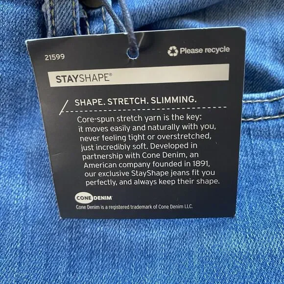 NWT Eddie Bauer Stay Shape Slightly Curvy Straight Denim Jeans. Size 8. - Picture 8 of 12
